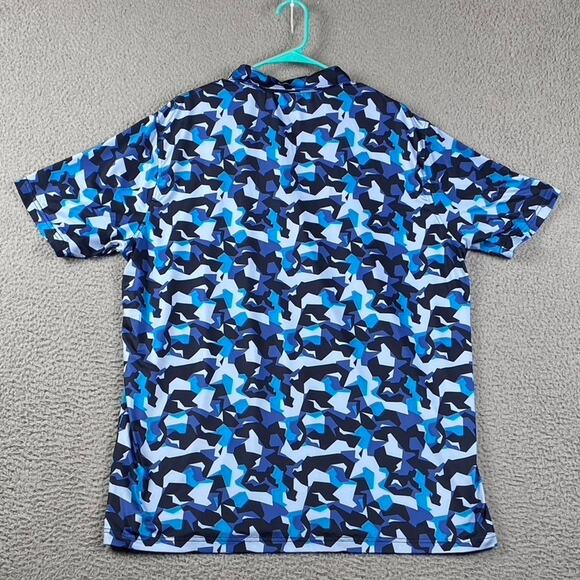 Maelreg Performance Golf Polo Stretch Shirt Men's XL Blue Abstract Geometric - Picture 9 of 9